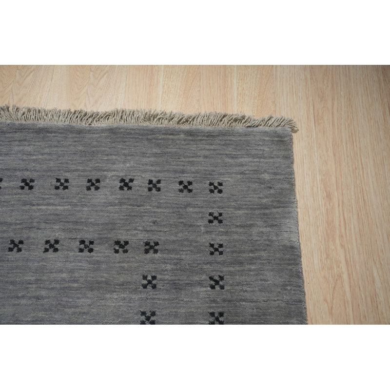 Lori Baft Gray Handmade Wool Blueish Gray Transitional Solid Area Rug, Rectangle 3' x 5'