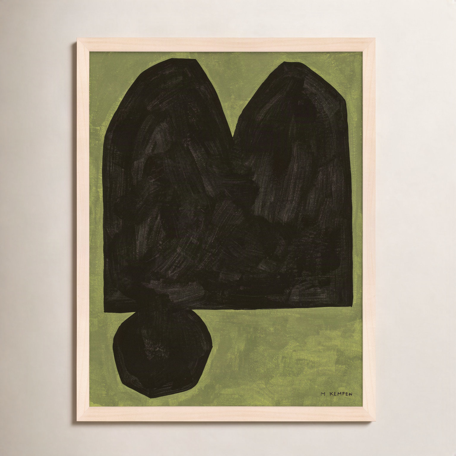 Lyndsey "Module on Green 3" Painting, 50" H x 40" W x 1.25" D, Yellow