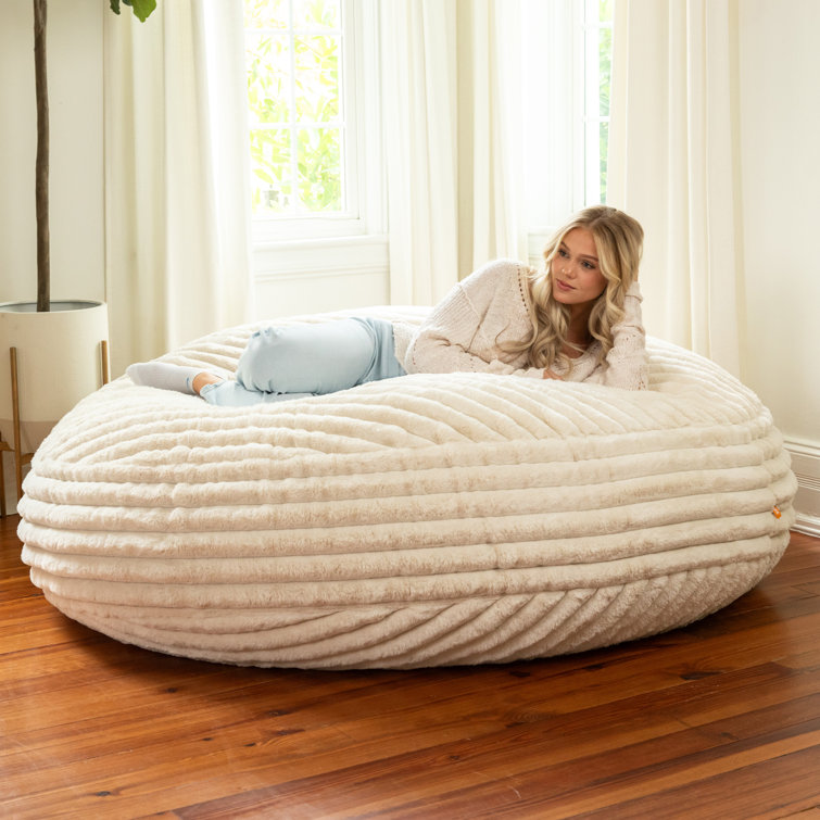  6FT Giant Faux Fur Bean Bag Cover for Adults, Round Fluffy Bean  Bag Bed (No Filler), Machine Washable Big Size : Home & Kitchen