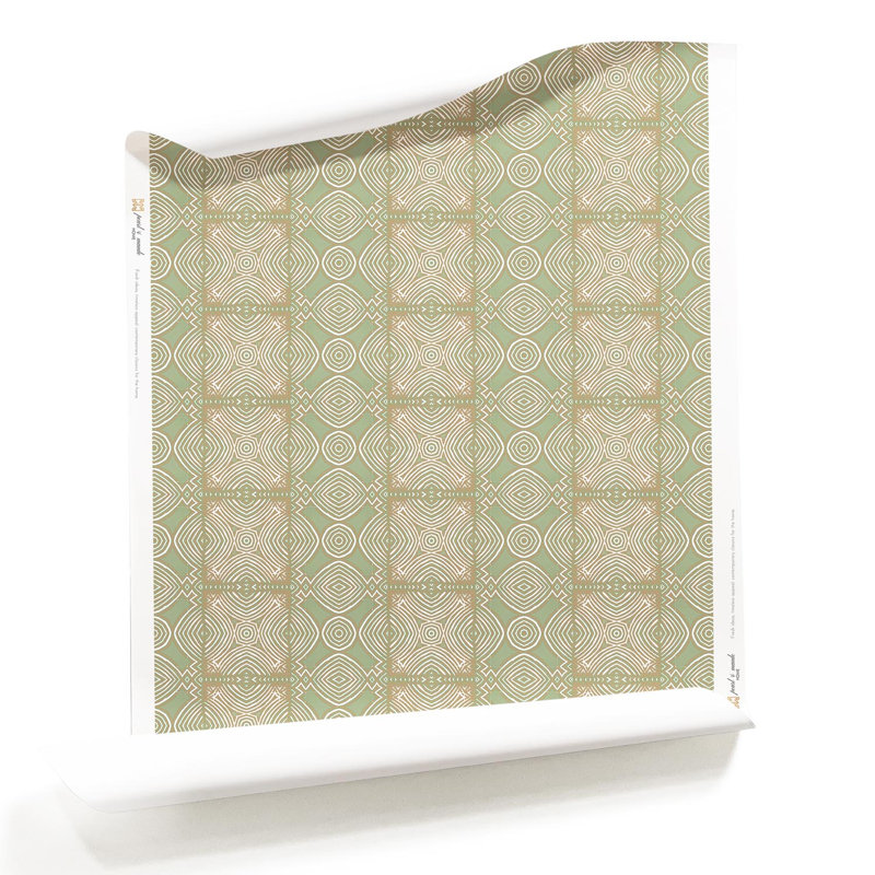 Ruguri (moyen) | Papier peint à carreaux , Vert/beige/brun clair