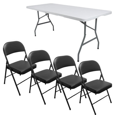 ROYALFORD Heavy Duty Pack Folding Padded Chair with 6ft Heavy Duty Folding Table - Portable & Compact Foldable Table - Outdoor & Indoor Home Office Dining