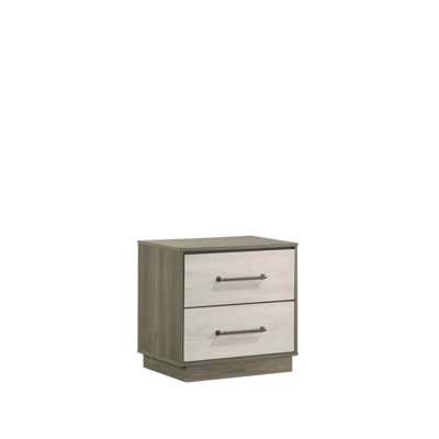 Table de chevet moderne 2 beige - Option de chambre spacieuse 2 tiroirs beige et brun pour l'organisation