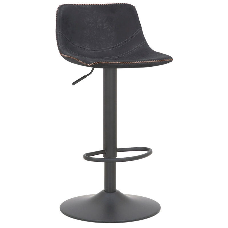 Yasmine Swivel Upholstered Adjustable Height Counter Stool with Metal Frame, Black
