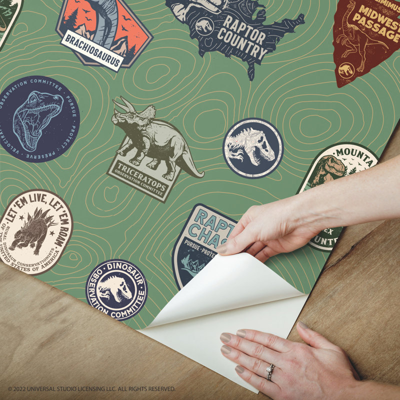 Papier peint adhésif Badges de Jurassic World, Multicolore