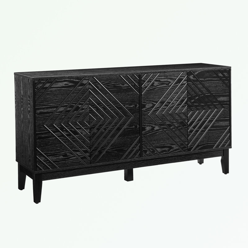 buffet avec rangement et tablettes réglables, Noir