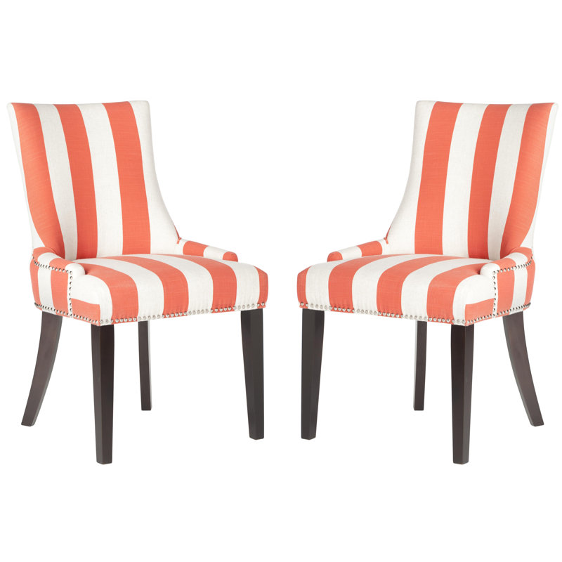Capetown 19.5'' H Upholstered Side Chair, Orange / White Stripe, 2