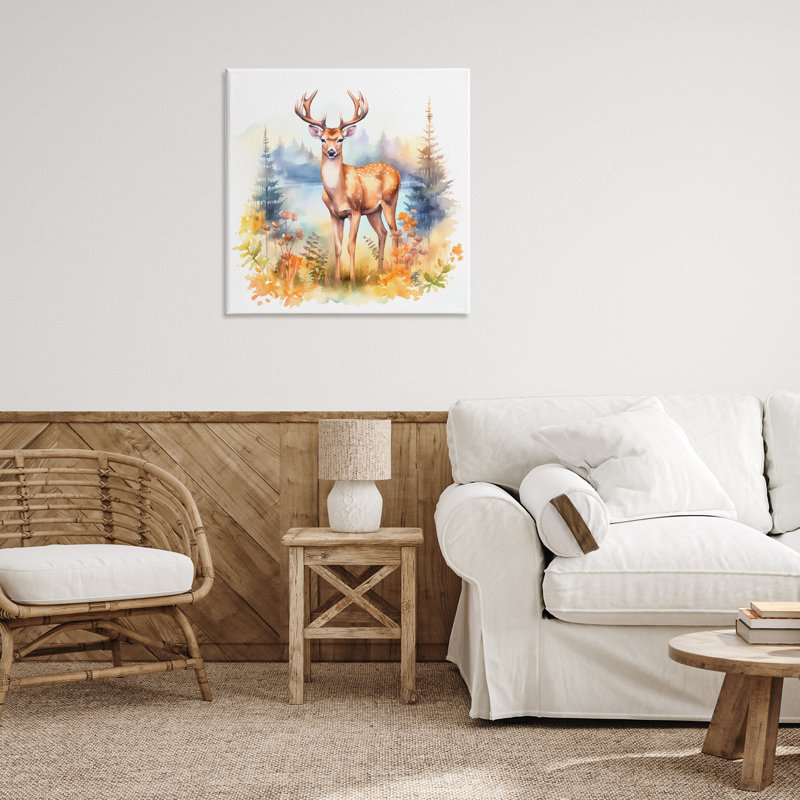 Art mural sur toile Wild Deer in Forest par Andrea Haase, H 30 po x l 30 po