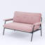 53 po, beige, rose, noir, mélange, conception à boutons, structure en métal, coussin rembourré en éponge 2 places de style moderne, loisirs à la maison