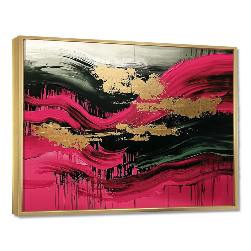 Lincolnwood - Abstract Wall Art, H 16 po x l 32 po, Cadre flottant, Or
