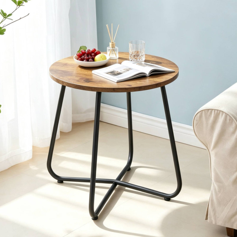 Ensemble de tables de bout Jasenski, Plateau brun antique / base noire