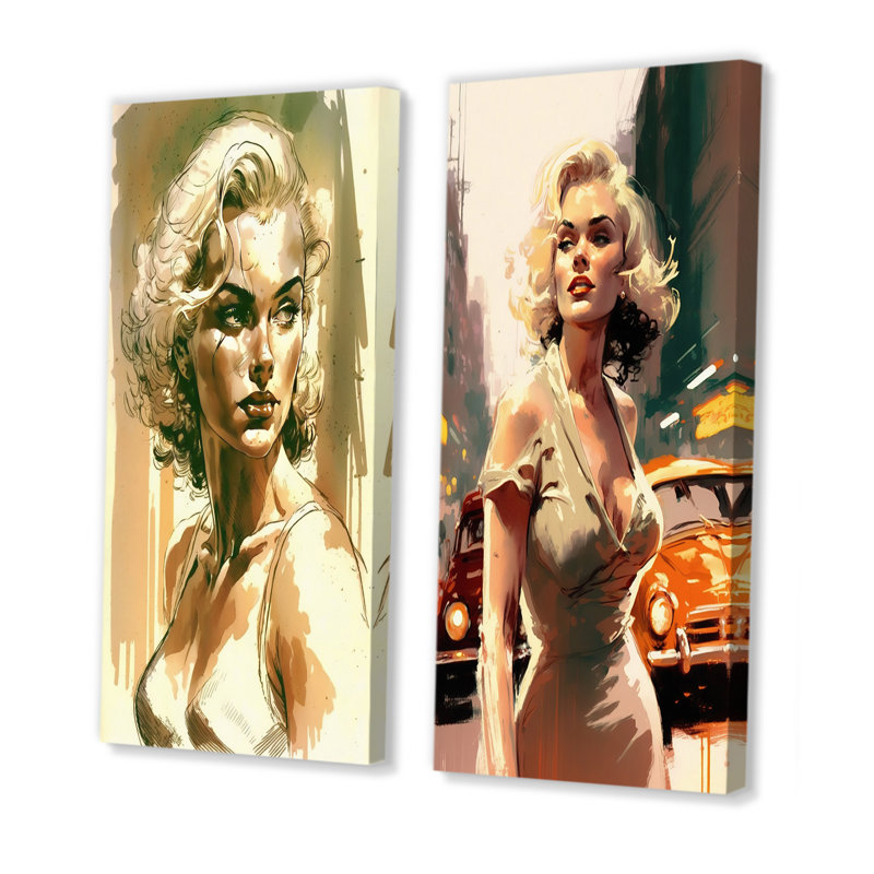 «Hollywood Bombsell», 2 pièces sur toile, Toile tendue, H 20 po x l 24 po