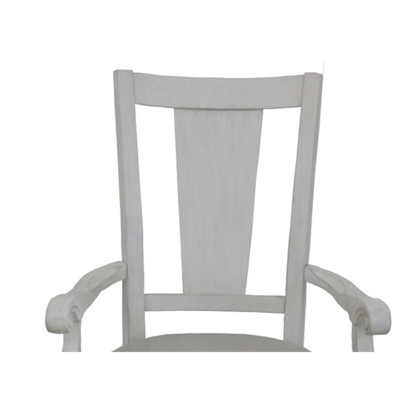 Chaise avec accoudoirs Katia en lin gris clair et blanc vieilli (ensemble de 2)
