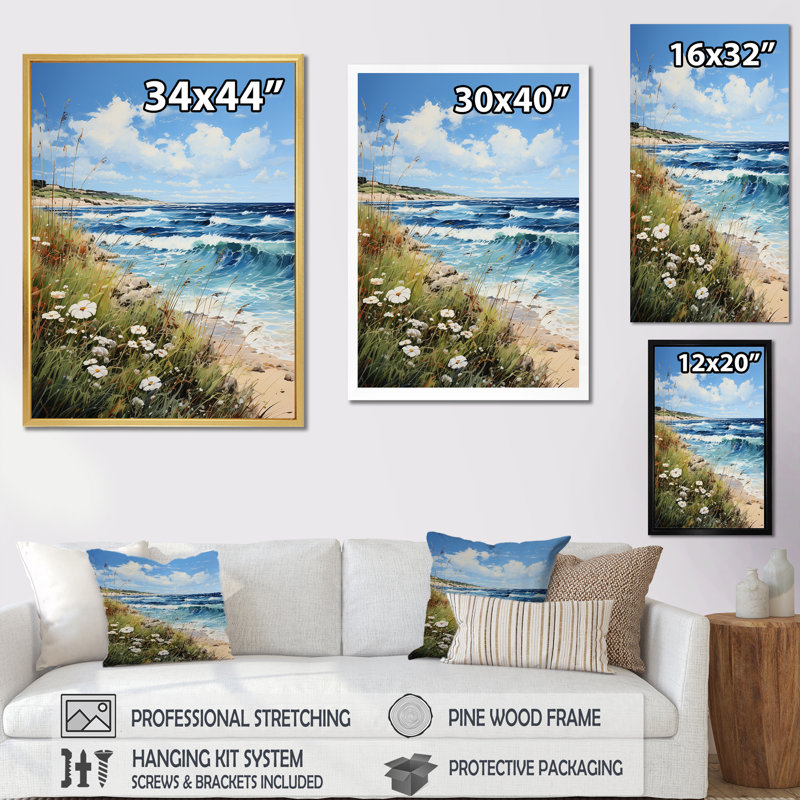 «Flower Coastal Nostalgia» sur impression sur toile, Toile tendue, H 40 po x l 30 po x P 1,5 po