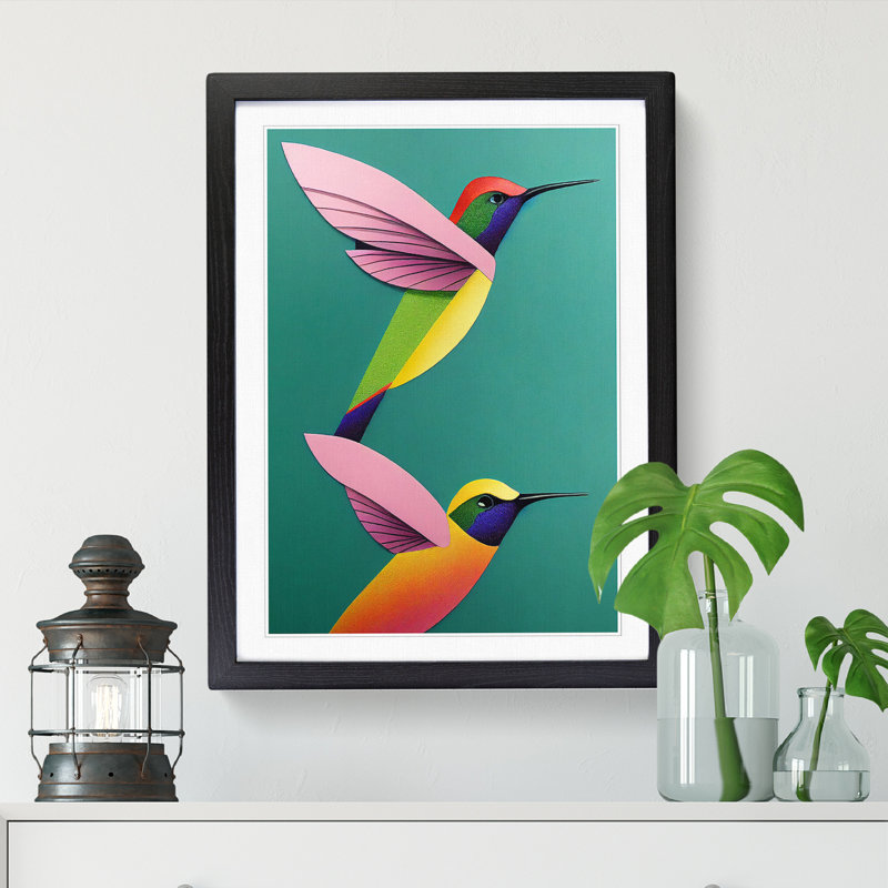 Lenisha Hummingbird Art Vol.3 - Picture Frame Print, Black, 34cm H x 25cm W