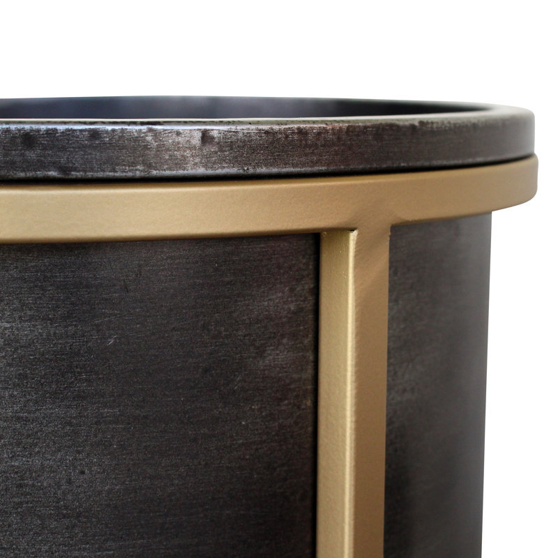 Fidler UV Resistant Metal 2-Piece Planter Set, Gold/Oil Rubbed Bronze