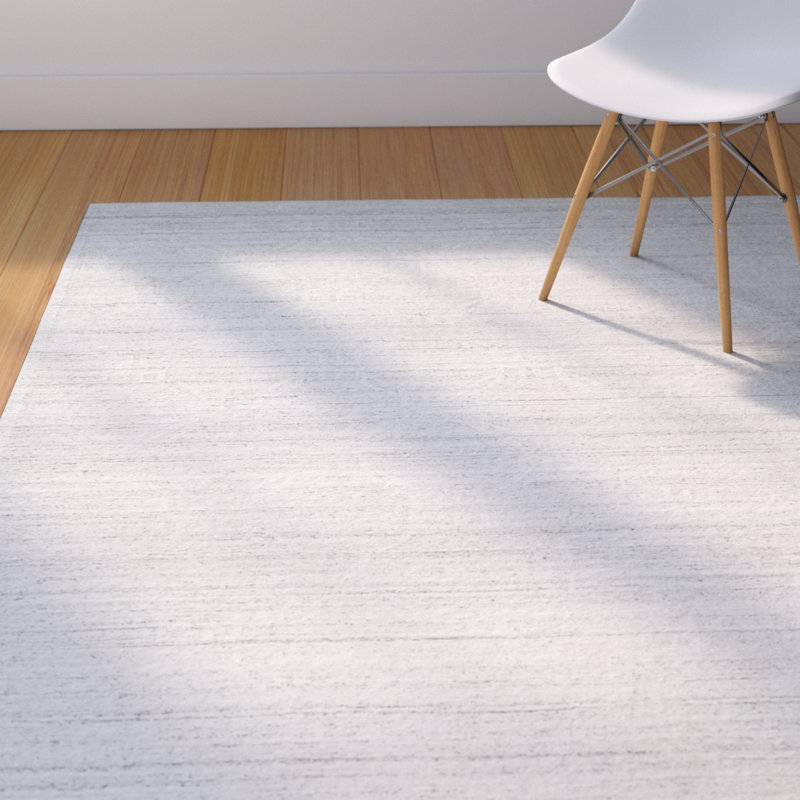 Winsett Loom Knotted Viscose/Wool Geometric Rug in Light Gray, Rectangle 9' x 12'