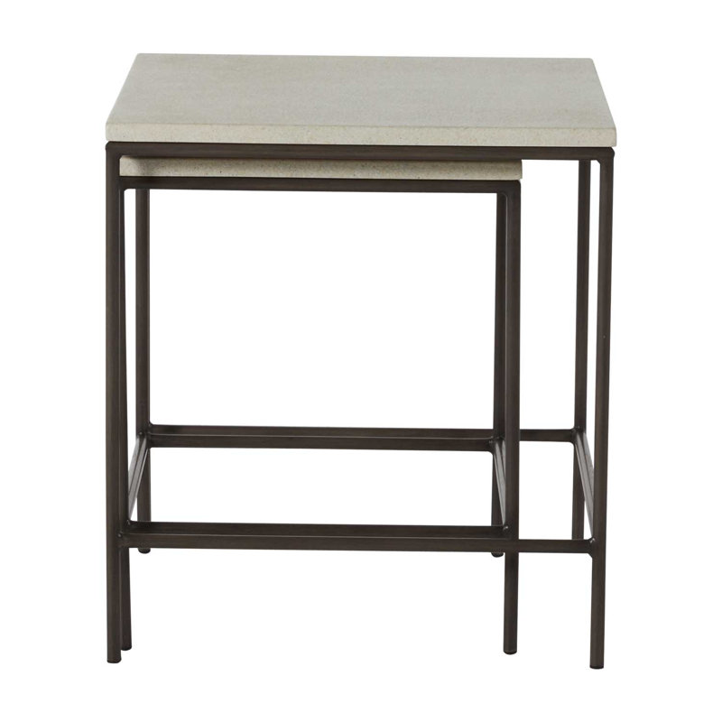 Abby Outdoor Side Table, Slate Gray/Travertine