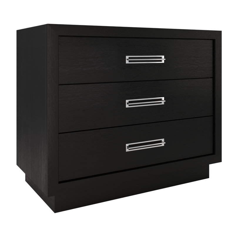Avalon Three-Drawer Single Bath Vanity, 42", Classic Black, Polished Chrome