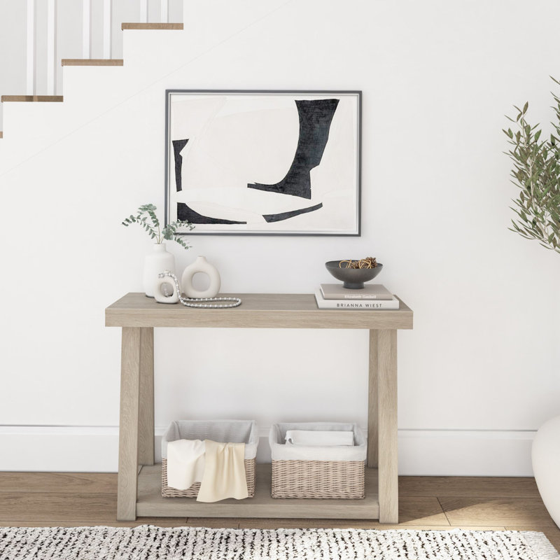 Beckett Solid Wood Console Table, Seashell, 32" H x 46.25" W x 12" D