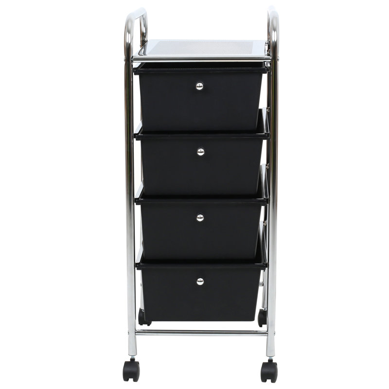 79cm H x 33cm W File Cart with Wheels, Black