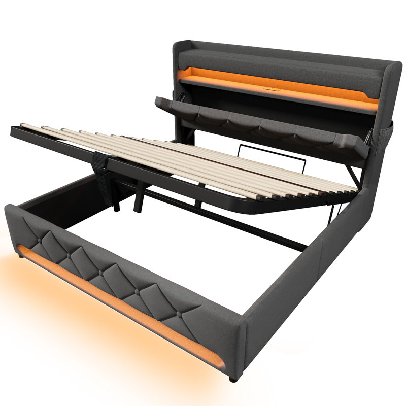 Metal Bed, Kingsize (5'), Grey
