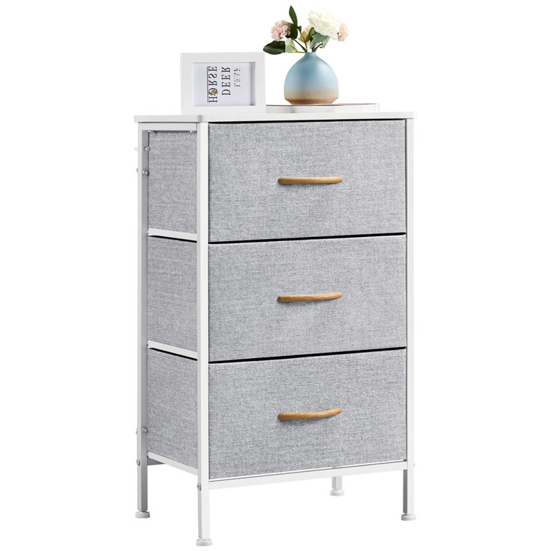 45cm W 3 - Drawer Chest of Drawers, Light Grey, White
