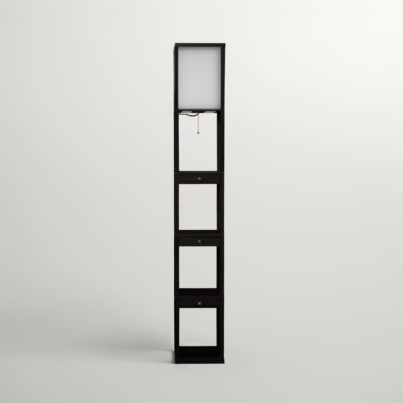 Maxwell 72 in. Traditional LED Energy Efficient 3-Drawer Shelf Floor Lamp, Black