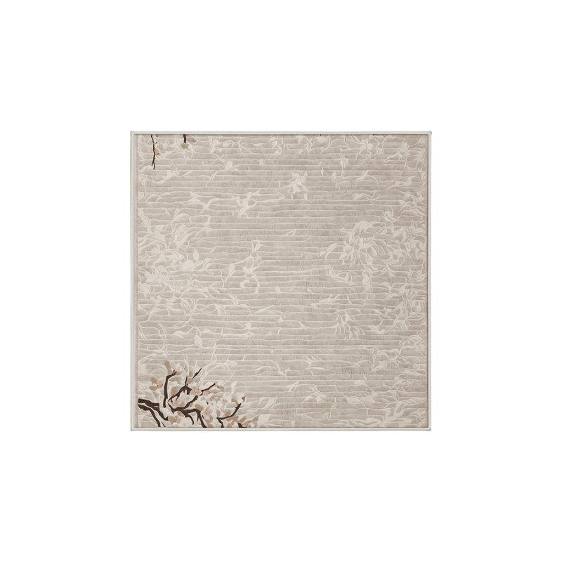 Machine Washable Beige Area Rug, Square 3'