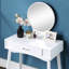 Ensemble coiffeuse et tabouret contemporain en bois avec tiroir-799813070