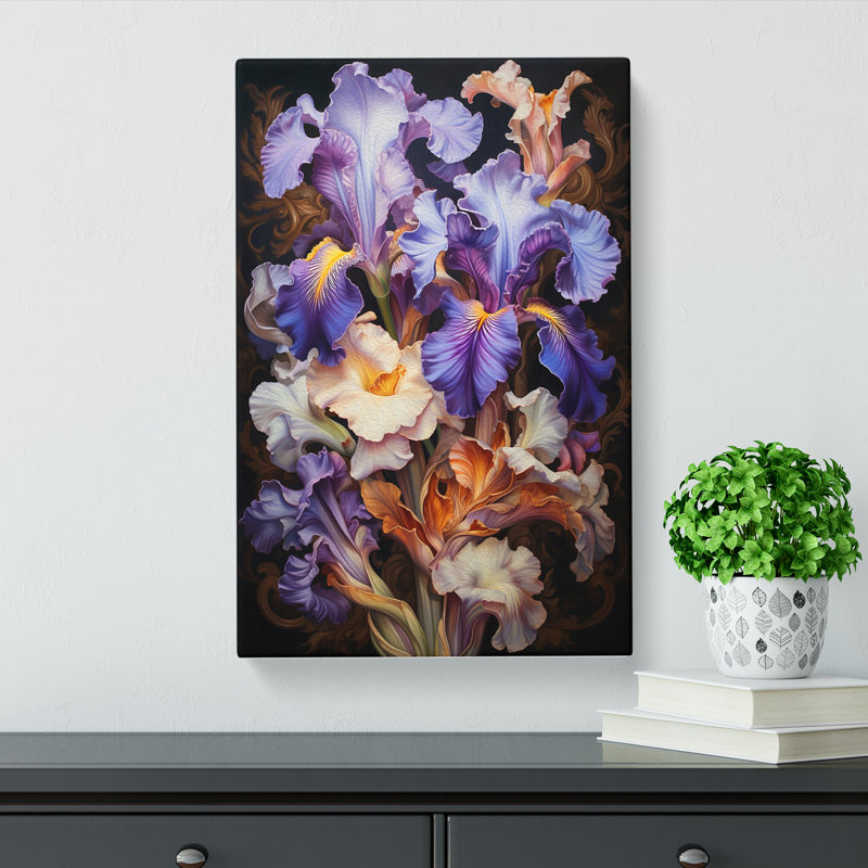Iris Flower Rococo - Single Picture Frame Print, 76cm H x 50cm W x 3cm D