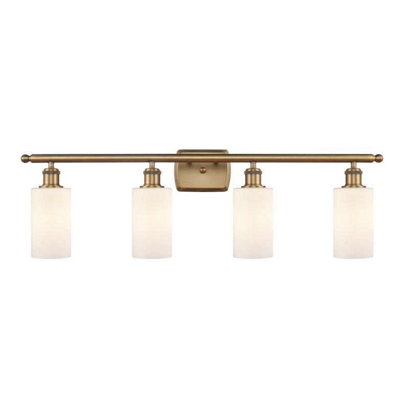 Mallette 4 - Light Dimmable Vanity Light, Brushed Brass, Matte White, 60 Watt Vintage Incandescent Bulb