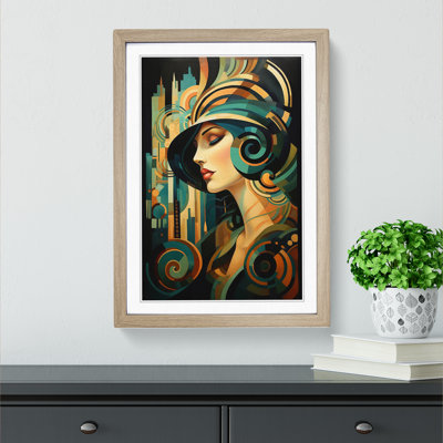Art Deco Woman Abstract Art - Framed Print