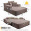 Luxueuse chaise longue convertible avec fonction canapé-lit 2-en-1, coussin en mousse à ressort, pochette de rangement et conception sans assemblage pour les petits espaces-130000065