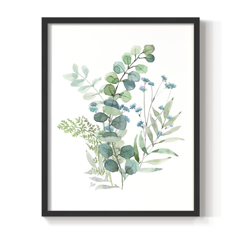 «Blue Mist Eucalyptus I», reproduction encadrée - bois massif, Noir, noir, noir, noir, H 21 po x l 17 po