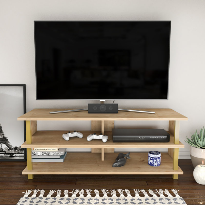 Pueblo TV Stand for TVs up to 50", Gold/Oak