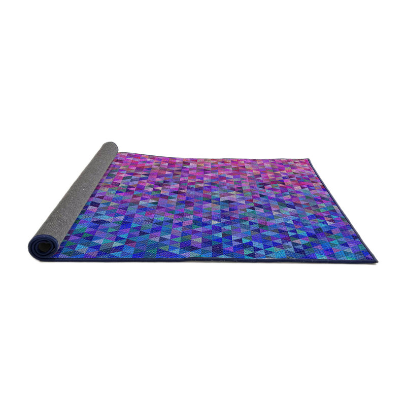 Tapis décoratif rose à motif géométrique Sato, Rond 7 pi