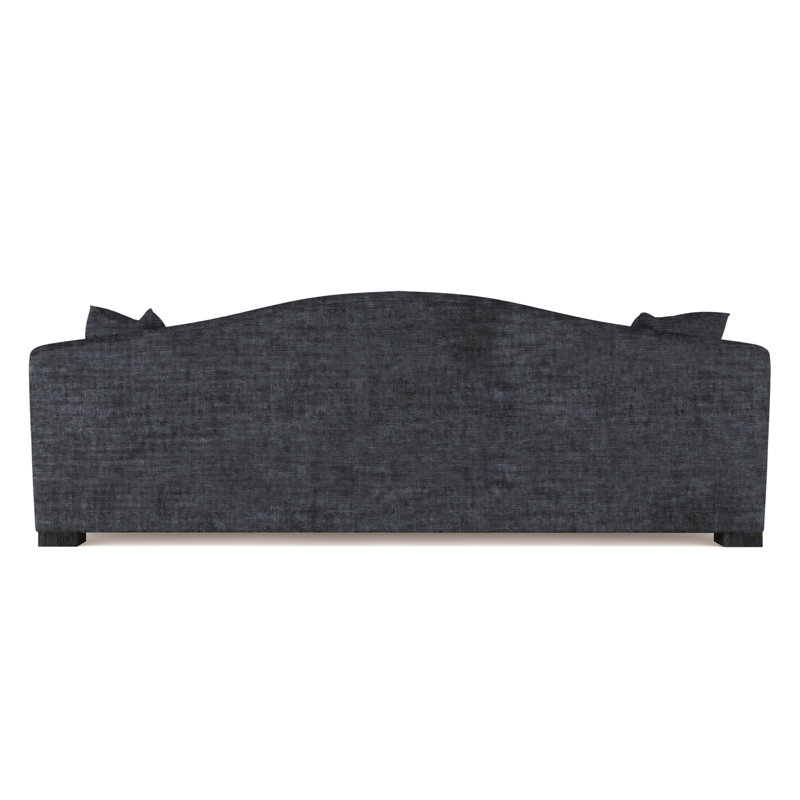 Horatio Camelback Taper Curved-Arm Sofa, 33" H x 96" W x 40" D, Crushed Velvet Graphite, Ebony