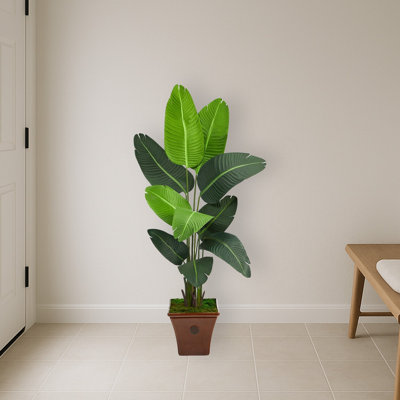 Travelers Palm Artificial Tree in Brown Planter