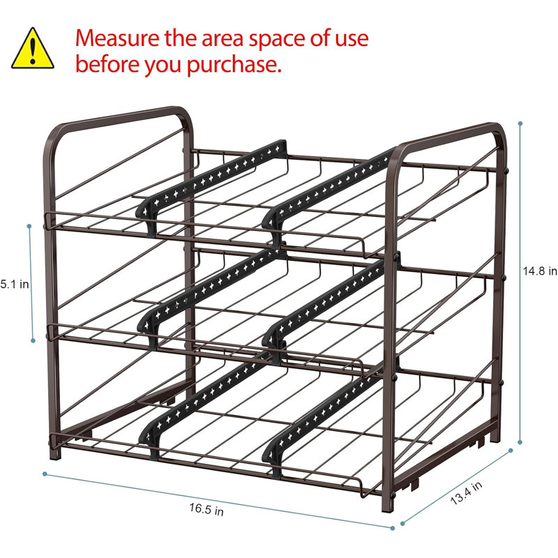Can Organizer for Pantry Stackable 2 Pack, Can Storage Organizer Rack Stacking, Brown