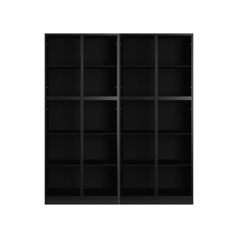 Armoire de salle à manger avec portes en verre et lumière, Noir