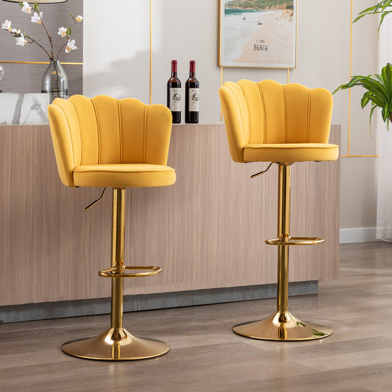 Tabouret à hauteur réglable Ludka, Jaune