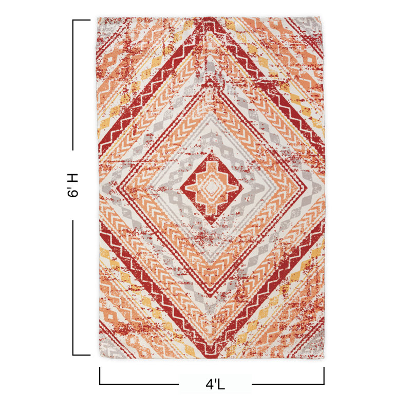 Geometric Indoor / Outdoor Rug, Rectangle 4' x 6'