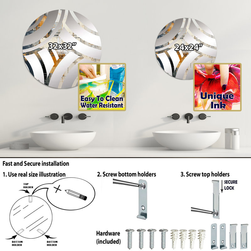 Miroir décoratif Wetheral, 31,4 po x 31,4 po