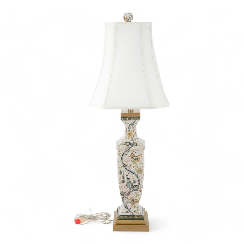 Twine Garden Hand Painted Porcelain Table Lamp with Gold Wood Base