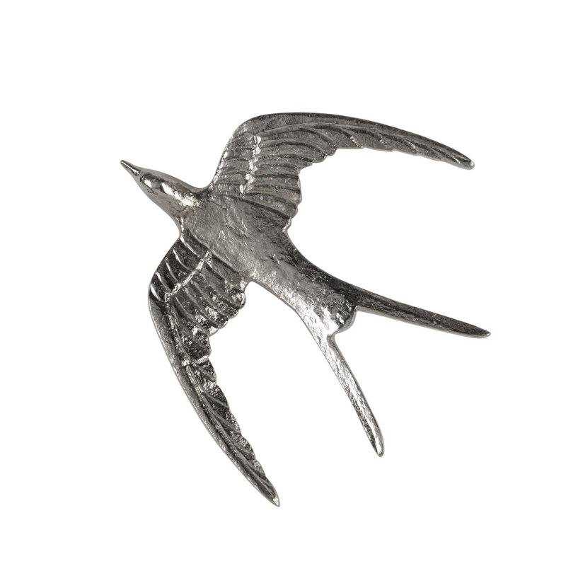 Set Of Three Nickel Birds In Flight, Silver