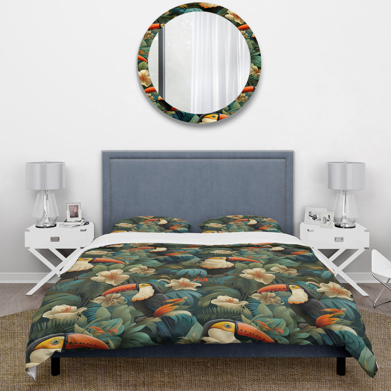 Ensemble de housse de couette Toucan Tapisserie, Housse de couette simple + 1 taie décorative stan