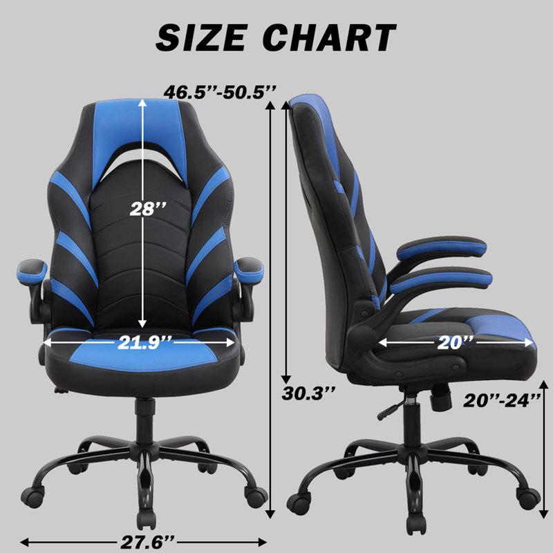 Fauteuil de jeu PC et de course, Similicuir bleu