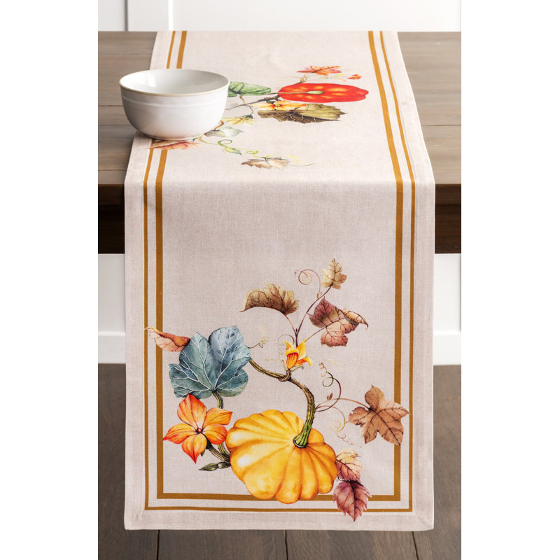 100% Cotton Thanksgiving Table Runner, 72" x 14.5"