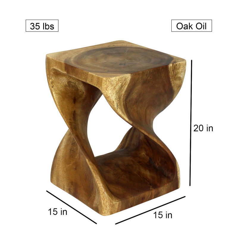 Table de bout en bois massif Channen, H 20 po x l 15 po x P 15 po, Bois de chêne