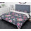 Pink and Purple Flowers on Striped Background - Traditional Duvet Cover Set - Microfiber Polyester
